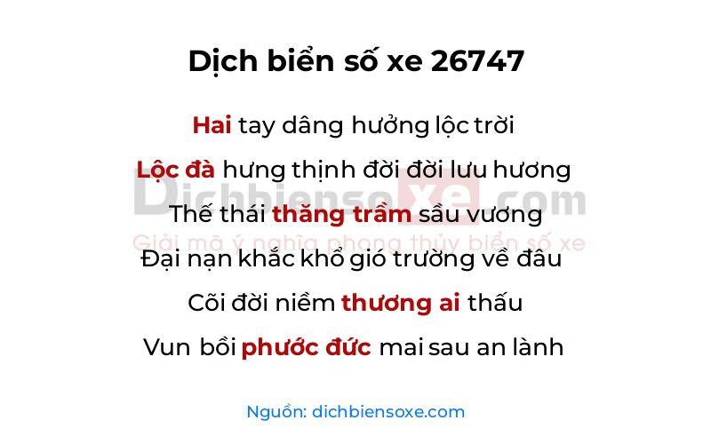 Dịch thơ biển số 26747
