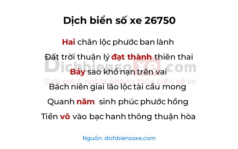 Dịch thơ biển số 26750