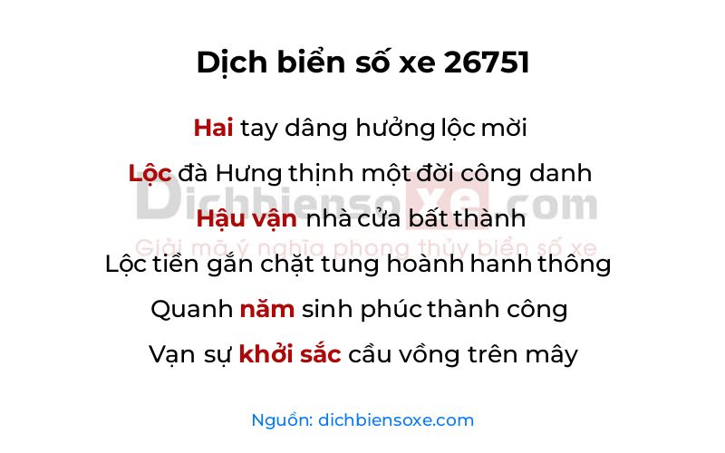 Dịch thơ biển số 26751