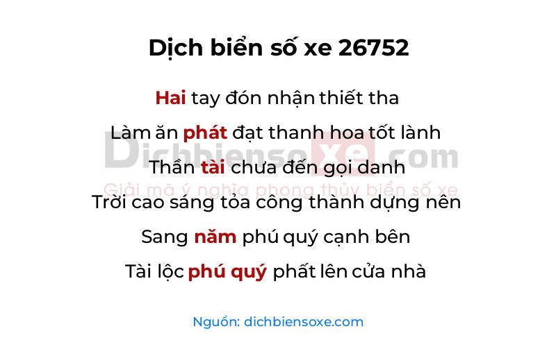 Dịch thơ biển số 26752