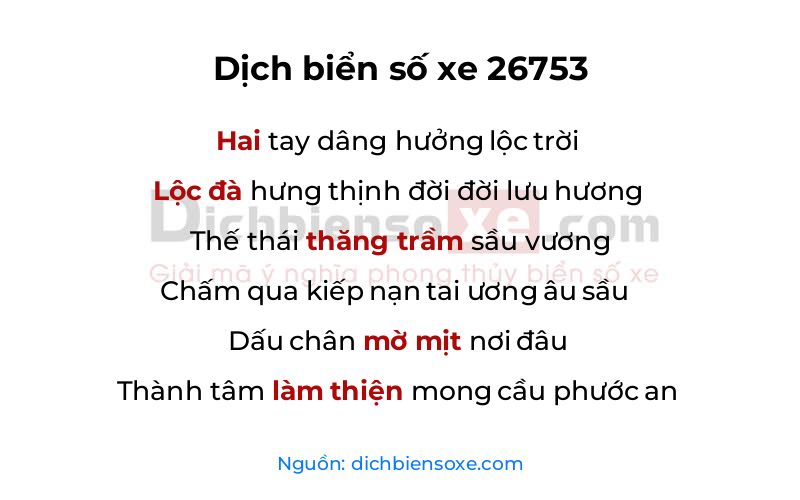 Dịch thơ biển số 26753