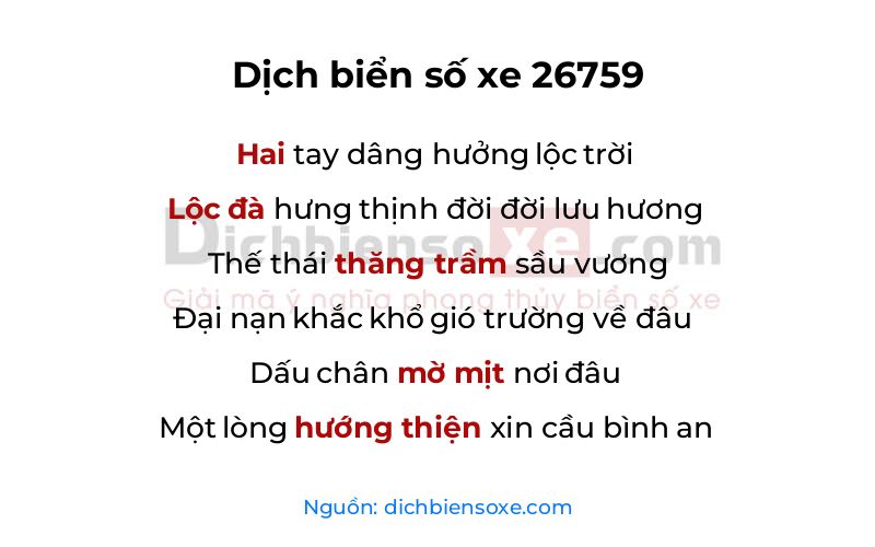 Dịch thơ biển số 26759