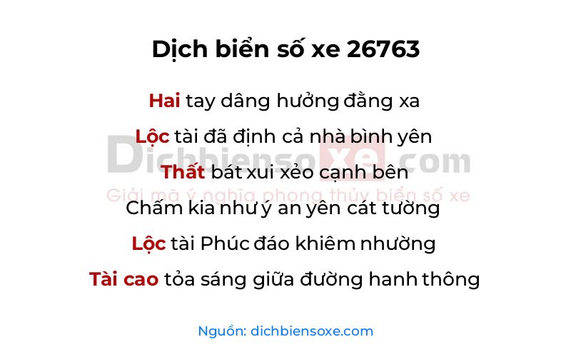 Dịch thơ biển số 26763