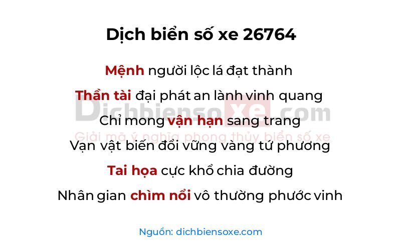 Dịch thơ biển số 26764