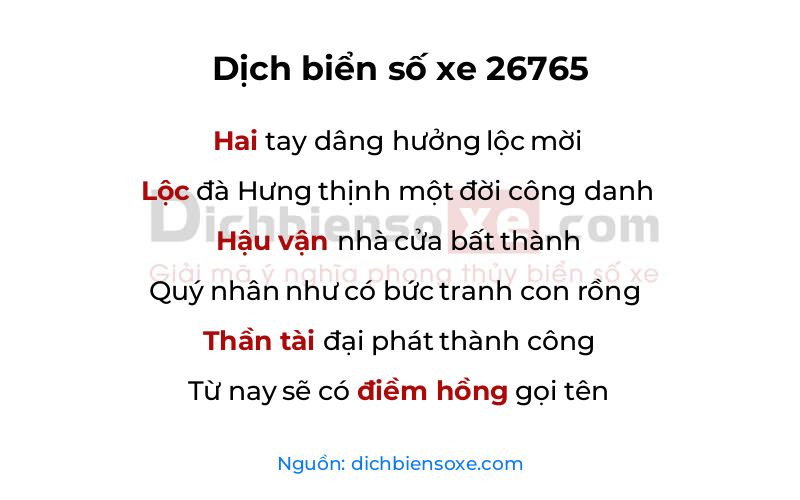 Dịch thơ biển số 26765