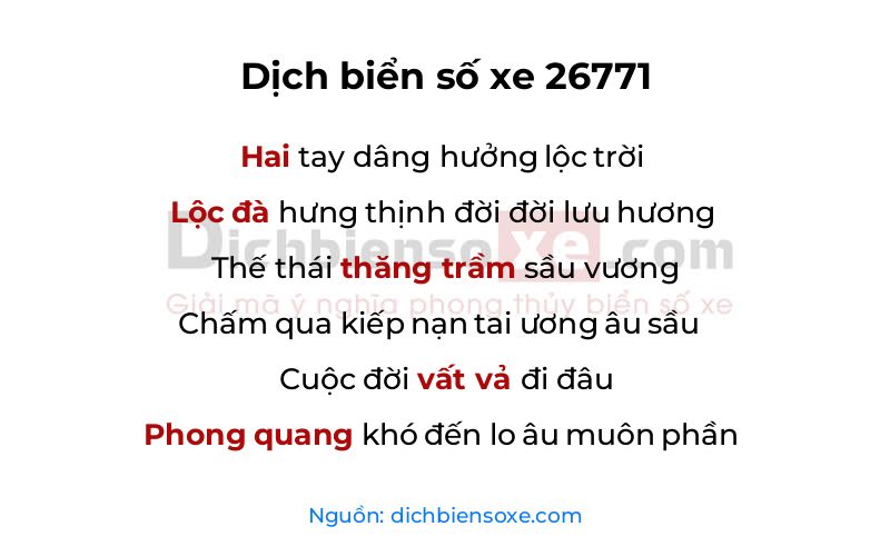 Dịch thơ biển số 26771