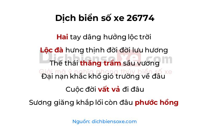 Dịch thơ biển số 26774
