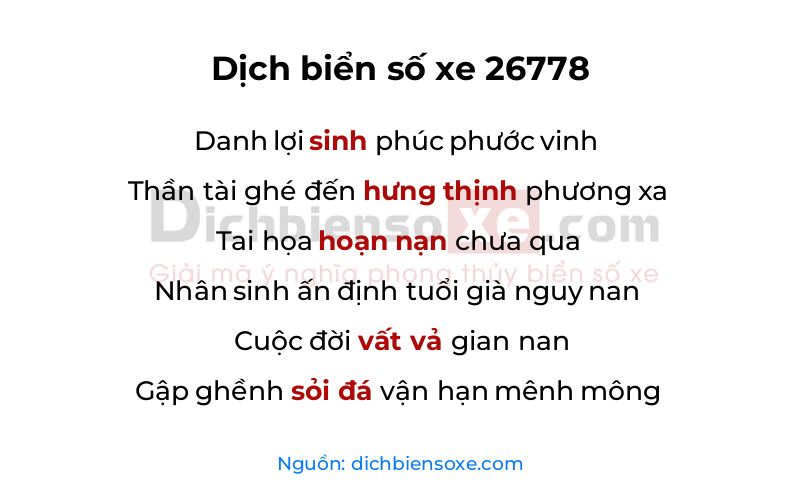 Dịch thơ biển số 26778