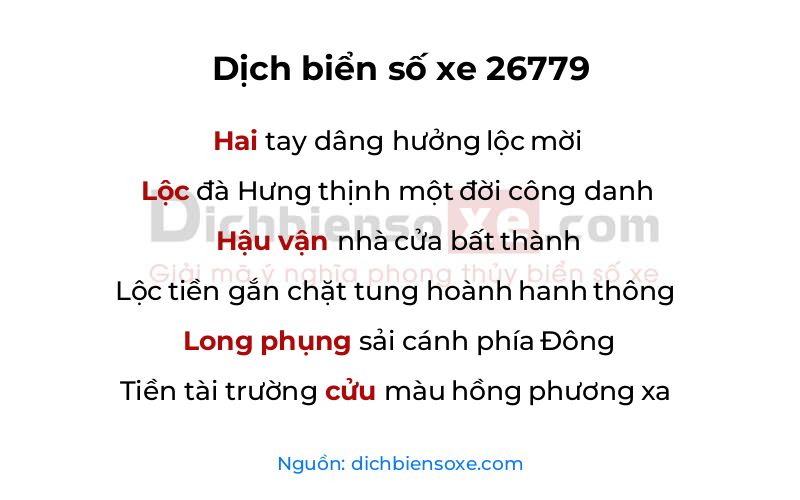 Dịch thơ biển số 26779