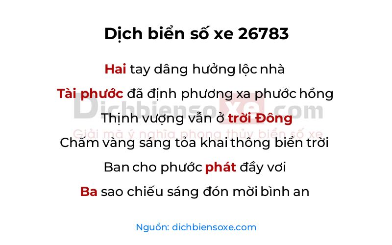Dịch thơ biển số 26783