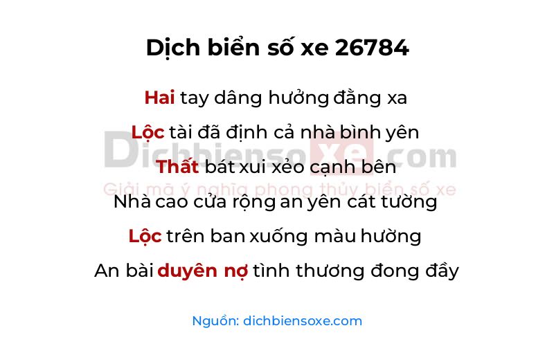 Dịch thơ biển số 26784