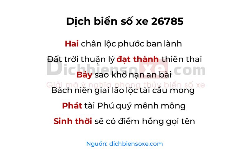 Dịch thơ biển số 26785
