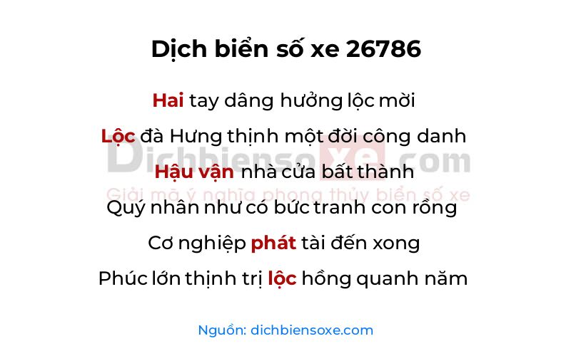 Dịch thơ biển số 26786