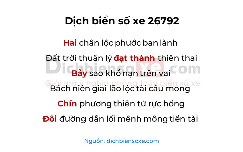 Dịch thơ biển số 26792