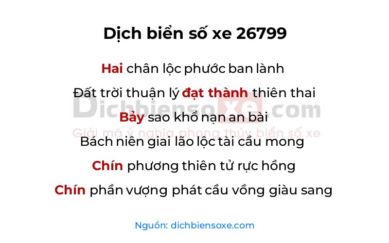 Dịch thơ biển số 26799