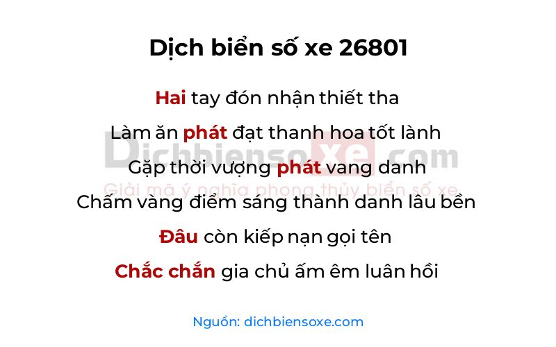 Dịch thơ biển số 26801