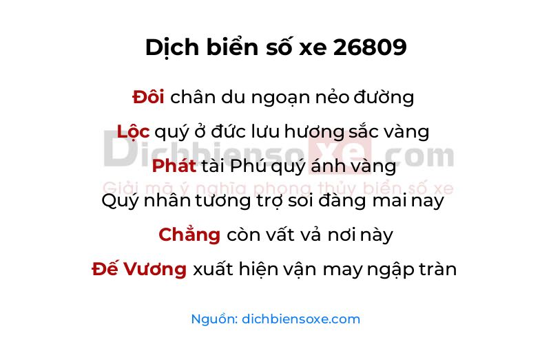Dịch thơ biển số 26809