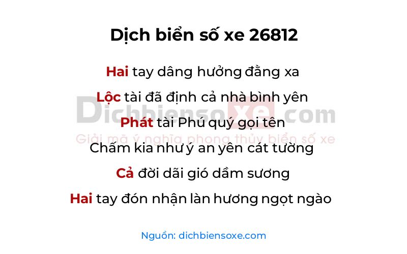 Dịch thơ biển số 26812