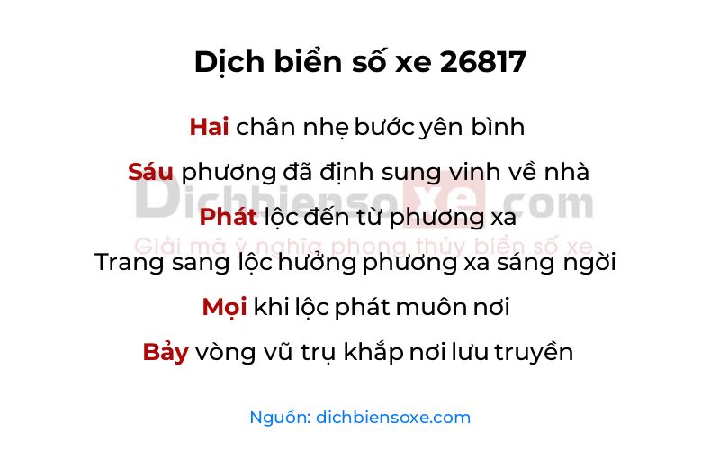 Dịch thơ biển số 26817