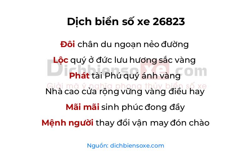Dịch thơ biển số 26823