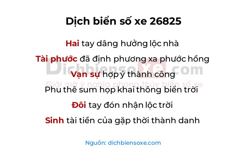 Dịch thơ biển số 26825