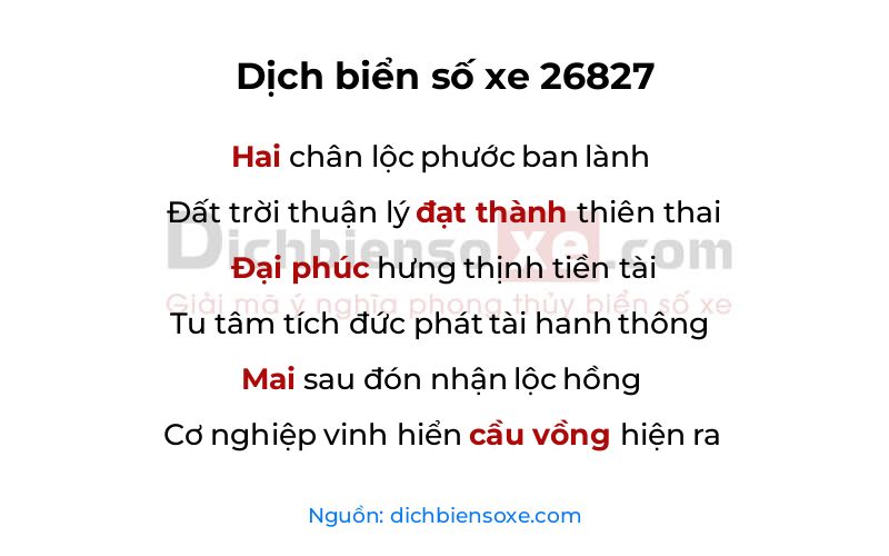 Dịch thơ biển số 26827