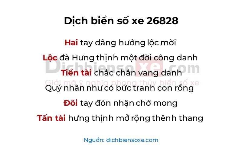 Dịch thơ biển số 26828
