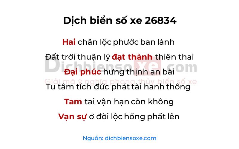 Dịch thơ biển số 26834