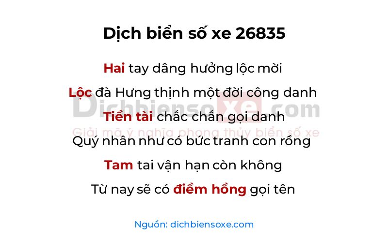 Dịch thơ biển số 26835