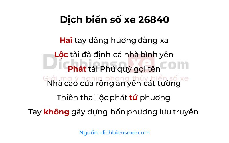 Dịch thơ biển số 26840