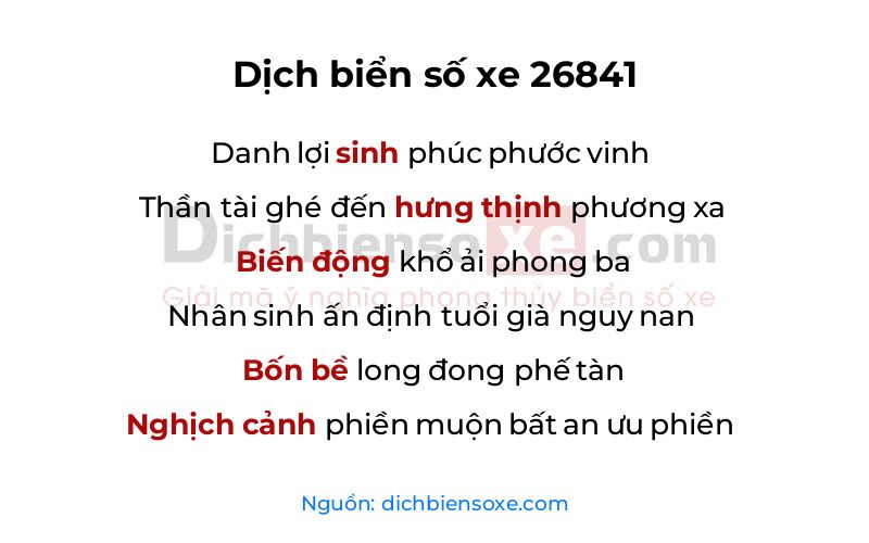 Dịch thơ biển số 26841