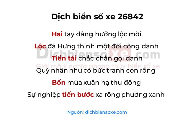 Dịch thơ biển số 26842
