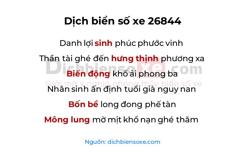 Dịch thơ biển số 26844