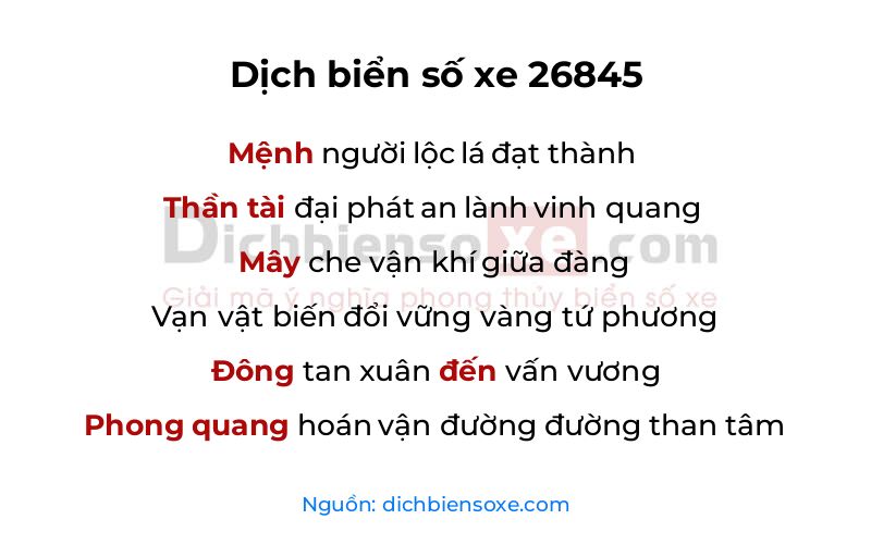 Dịch thơ biển số 26845