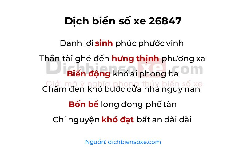 Dịch thơ biển số 26847