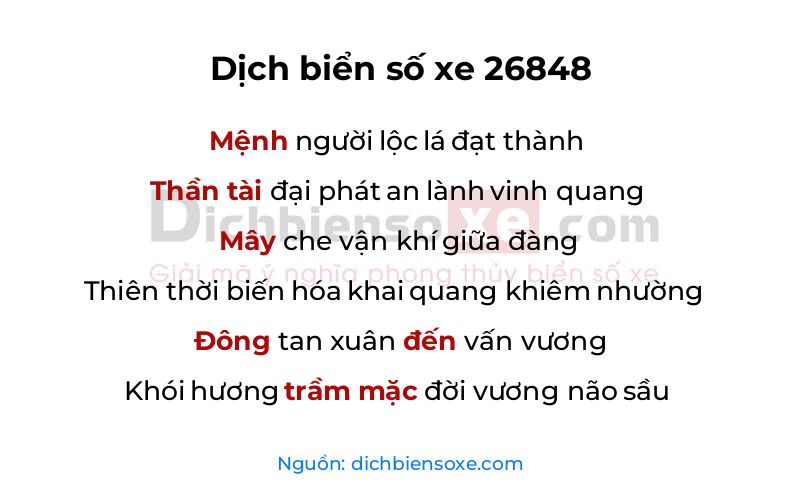 Dịch thơ biển số 26848