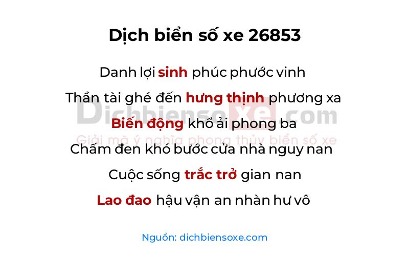 Dịch thơ biển số 26853