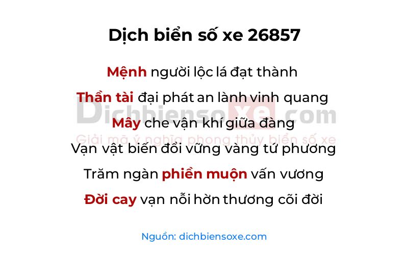 Dịch thơ biển số 26857