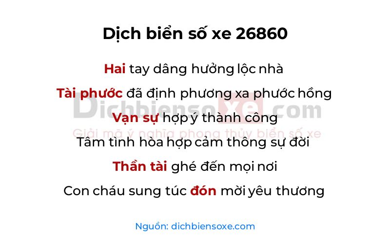 Dịch thơ biển số 26860