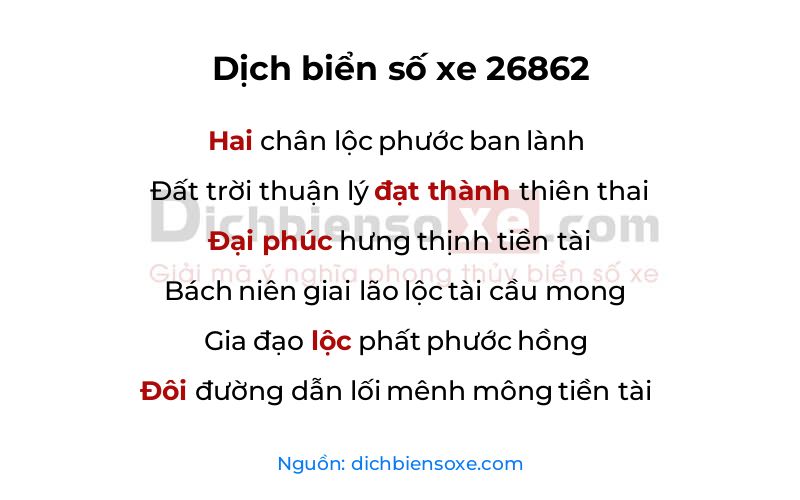 Dịch thơ biển số 26862