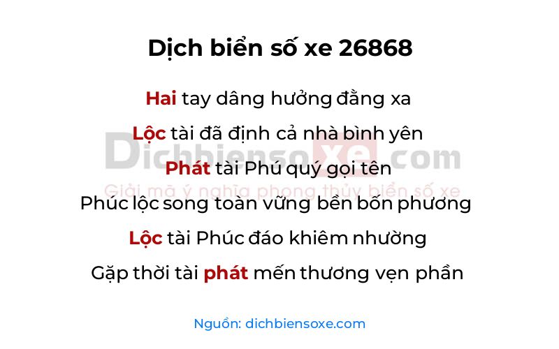 Dịch thơ biển số 26868