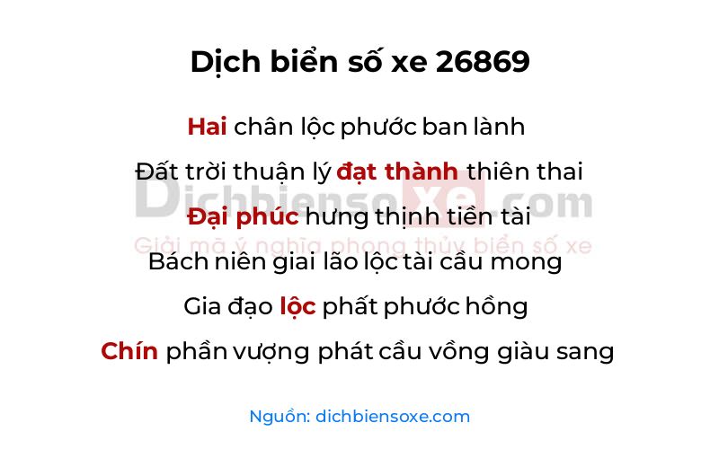 Dịch thơ biển số 26869