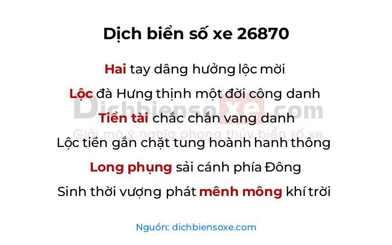 Dịch thơ biển số 26870