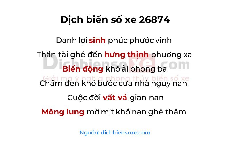 Dịch thơ biển số 26874