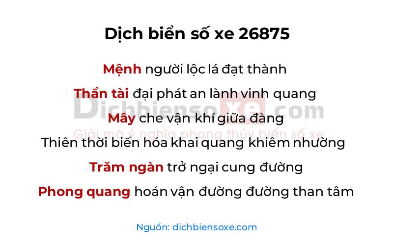 Dịch thơ biển số 26875