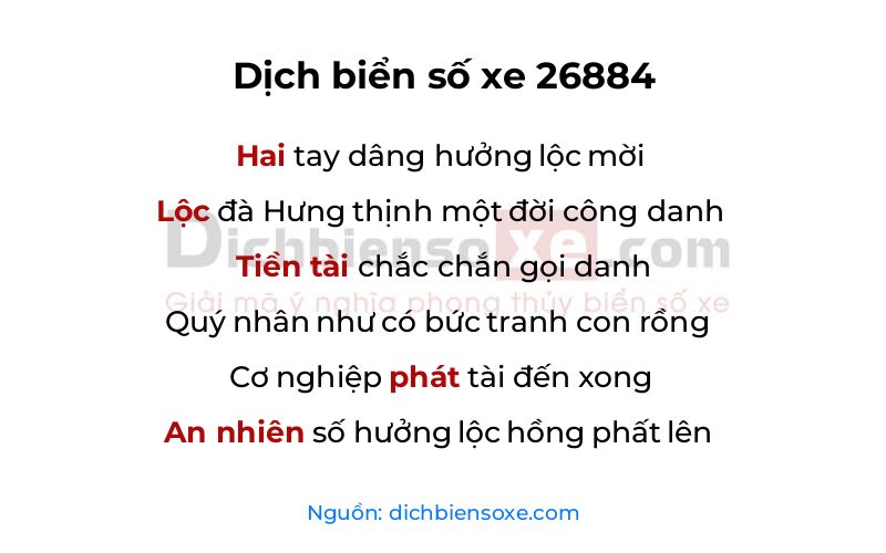 Dịch thơ biển số 26884