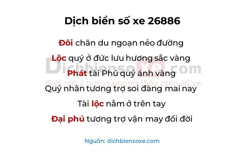 Dịch thơ biển số 26886