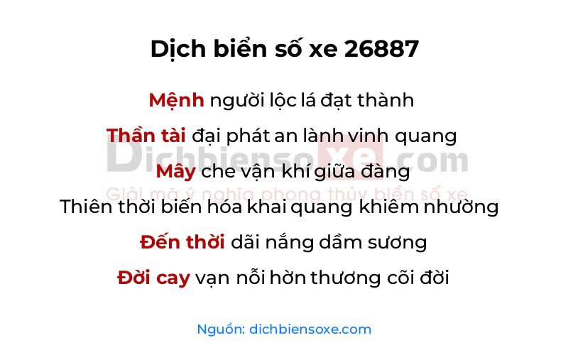 Dịch thơ biển số 26887