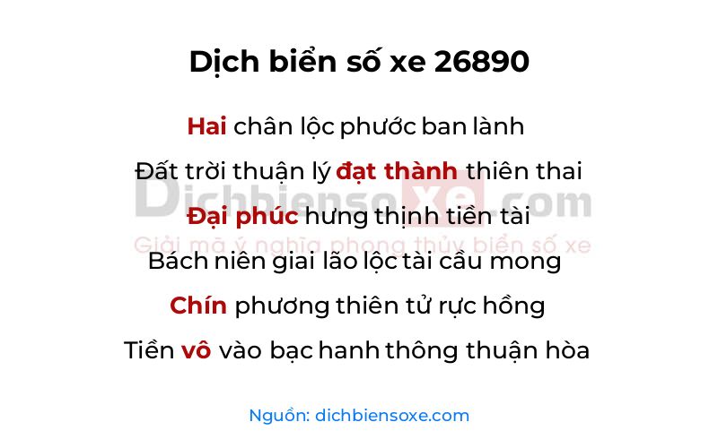 Dịch thơ biển số 26890