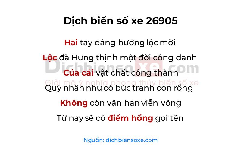 Dịch thơ biển số 26905